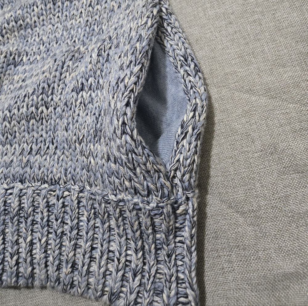 L'AGENCE Blue Marled Chunky Knit Sleeveless Cardigan Open Front Duster Medium - Picture 8 of 14